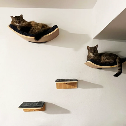 Meowsera Large Curved Cat Shelf - Wall-Mounted Cat Beds