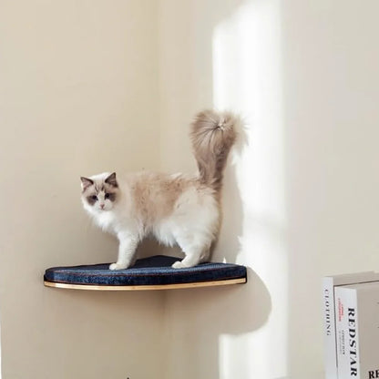Meowsera Corner Cat Shelf with Comfortable Cat Pad