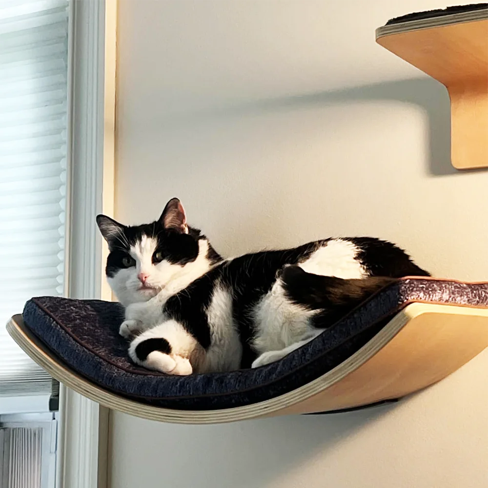 Meowsera Large Curved Cat Shelf - Wall-Mounted Cat Beds